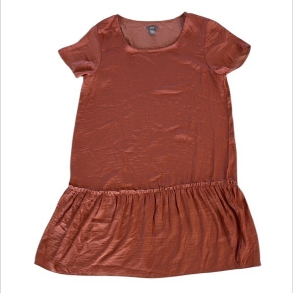 Aerie satin shirt dress size small petite terracotta